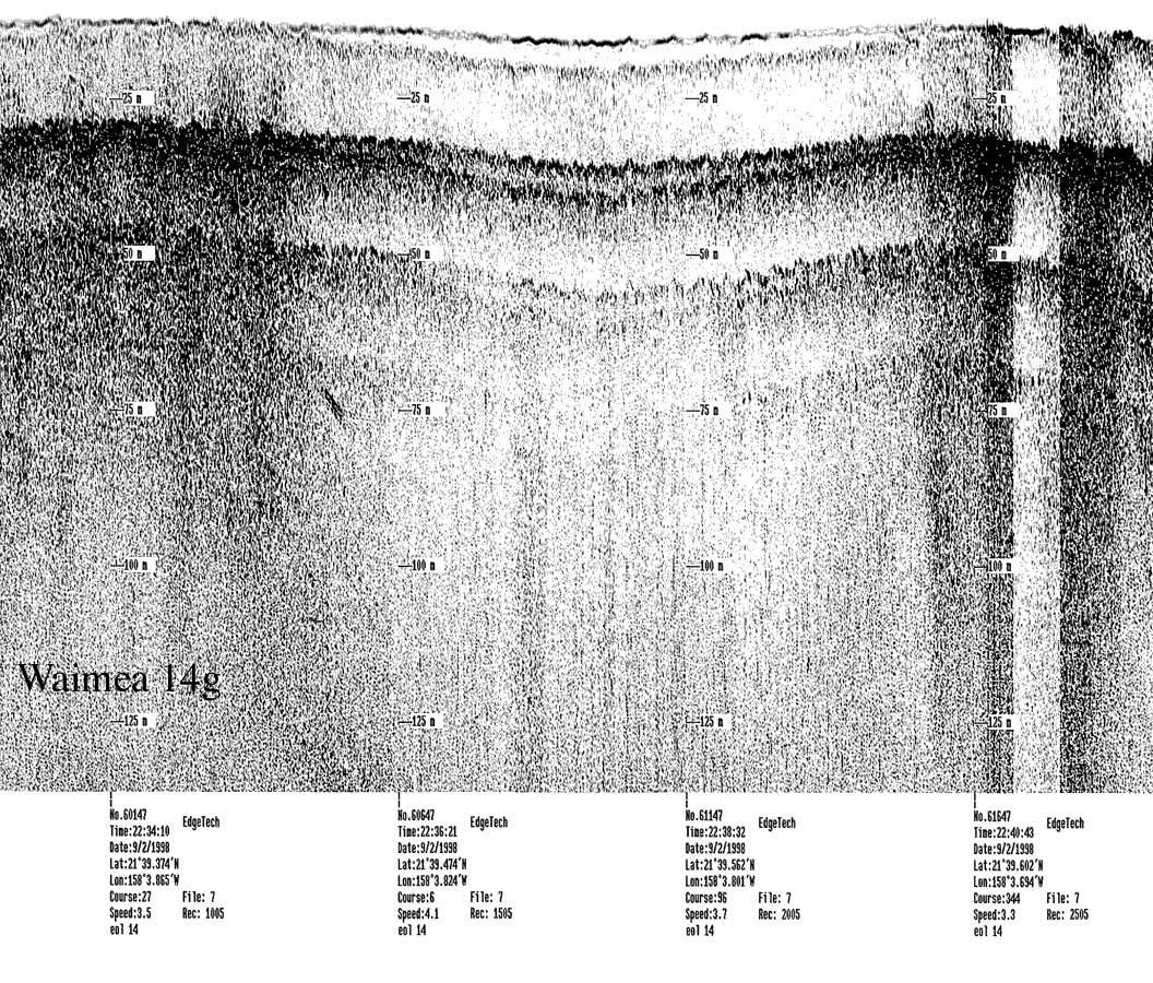 Subbottom profile showing seafloor and subsurface sediment detail and features