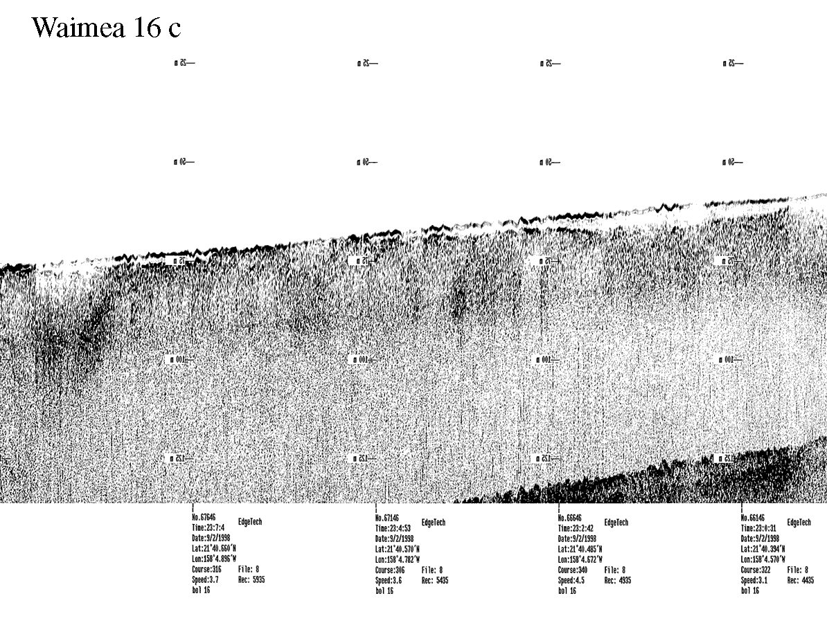 Subbottom profile showing seafloor and subsurface sediment detail and features