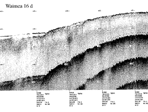 Subbottom profile showing seafloor and subsurface sediment detail and features