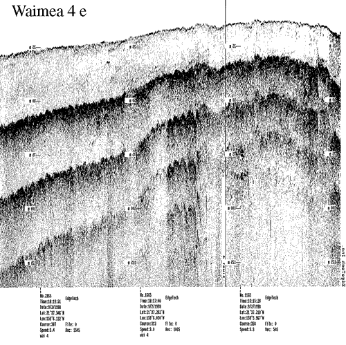 Subbottom profile showing seafloor and subsurface sediment detail and features