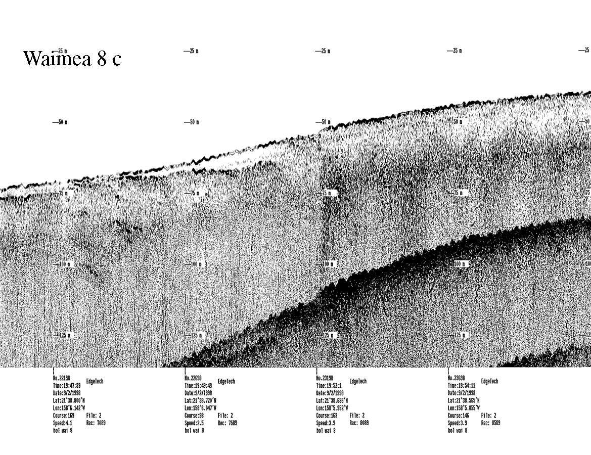 Subbottom profile showing seafloor and subsurface sediment detail and features