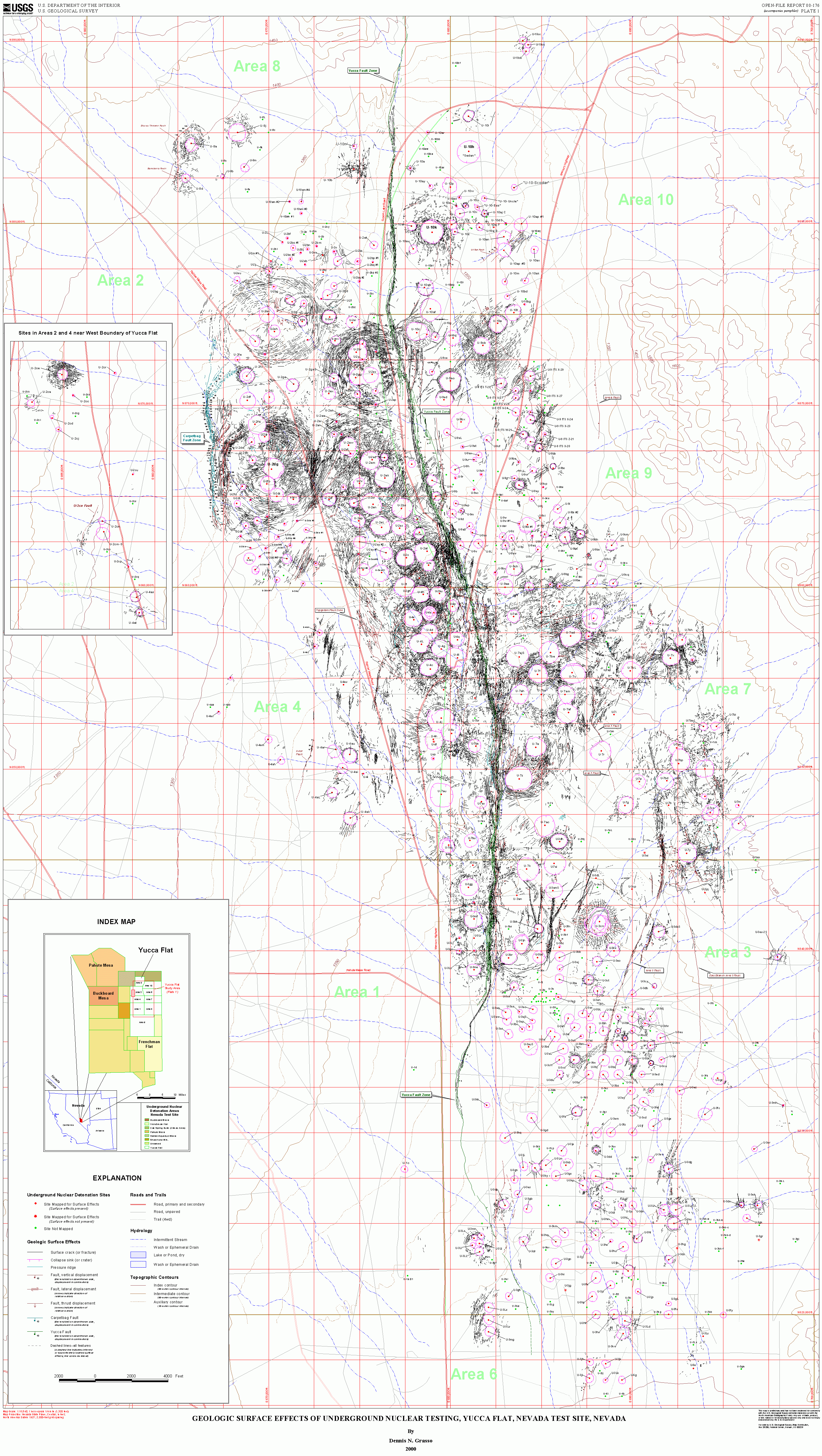 Yucca Flat GIS Surface Effects Map (Plate 1)