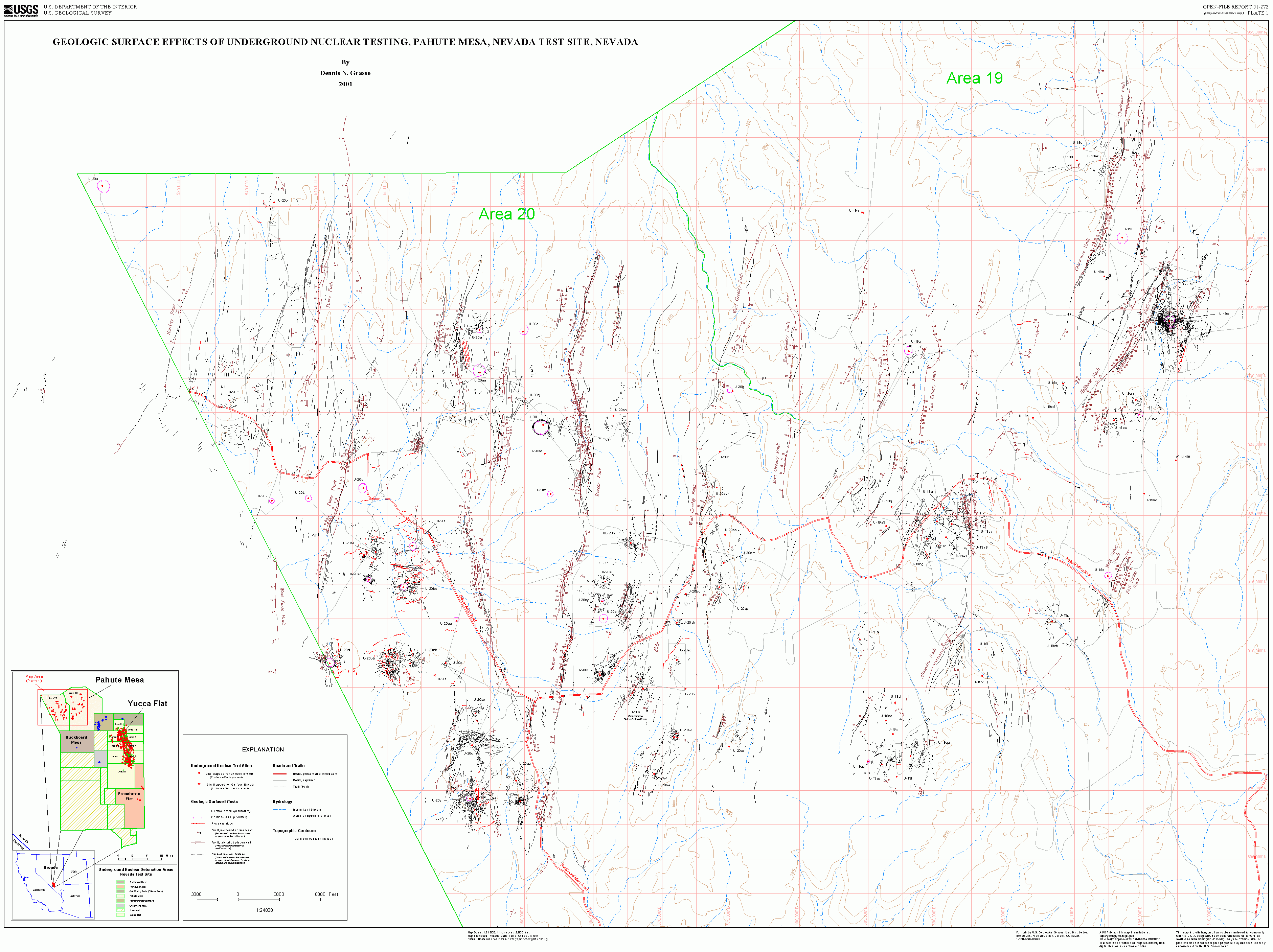 Pahute Mesa GIS Surface Effects Map (Plate 1)