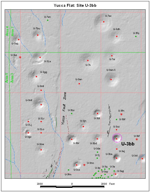 Surface Effects Map of Site U-3bb
