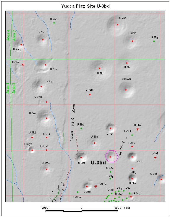 Surface Effects Map of Site U-3bd