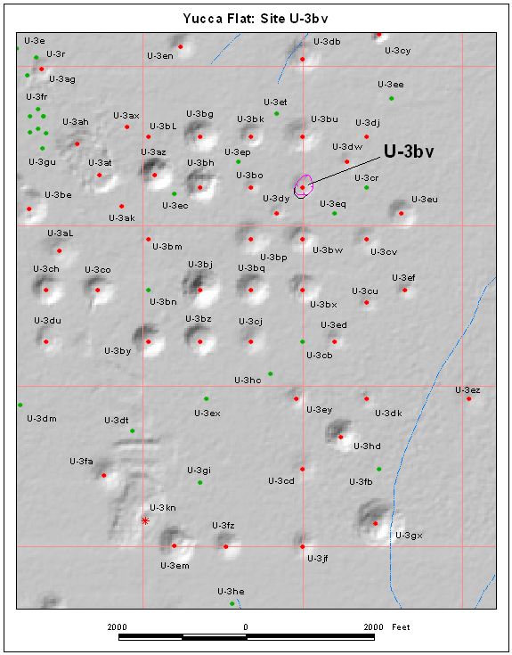 Surface Effects Map of Site U-3bv