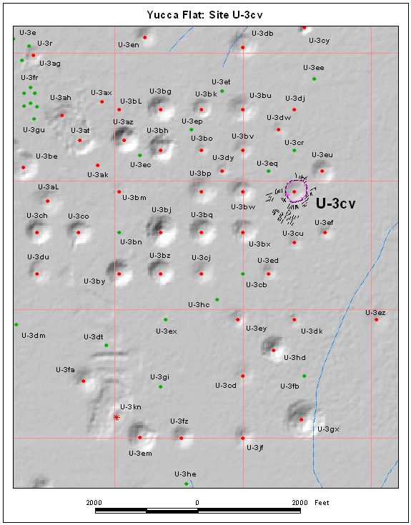 Surface Effects Map of Site U-3cv