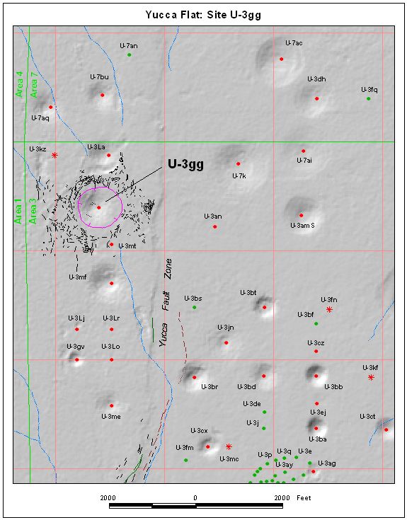 Surface Effects Map of Site U-3gg