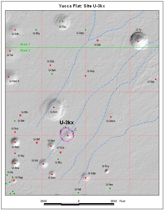 Surface Effects Map of Site U-3kx