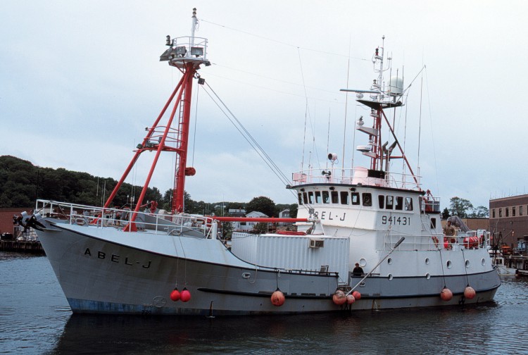 Image shows the ABEL J, a vessel used by the USGS during a mapping program in the Stellwagen Bank National Marine Sanctuary.