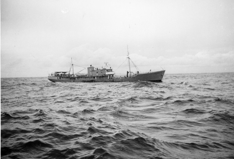 starboard-side view of the ALBATROSS III at sea.