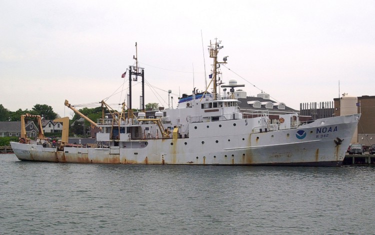 The National Oceanic and Atmospheric Administration vessel ALBATROSS IV at dock in Woods Hole, Massachusetts