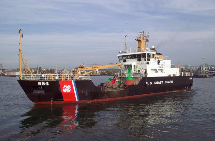 A port-side view of the US Coast Guard vessel MARCUS HANNA.