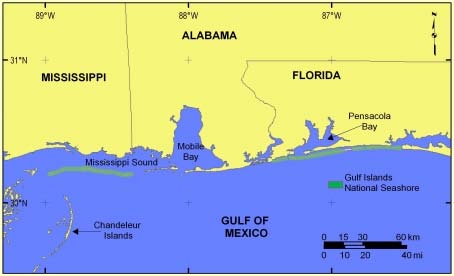 Figure 1: Location of Gulf Islands National Seashore.