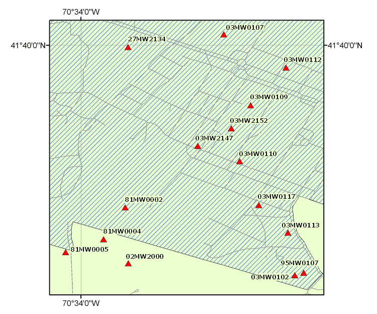 Detailed index map for area 2 with location of bedrock cores.