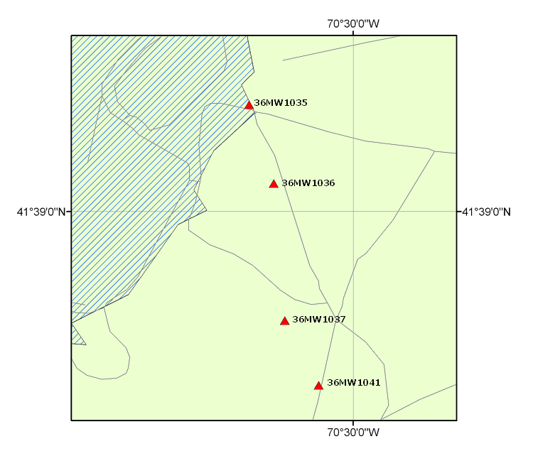 Detailed index map for area 4 with location of bedrock cores.