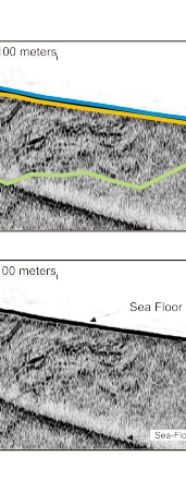 Figure 7. Chirp profile showing well stratified glacial drift interpreted to be glaciolacustrine deposits.