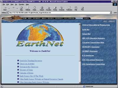 Image of Earth net computer screen.