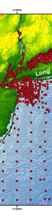 Long Island Sound and New York Bight map with bathymetry.