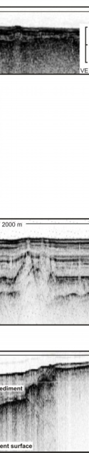Figure 10. Seismic-reflection profiles across areas covered by post-impoundment sediment in Lake Mead.