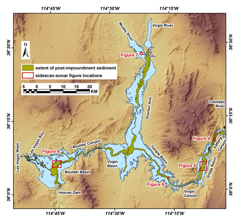 Figure 3. Extent of post-impoundment sediment in Lake Mead.