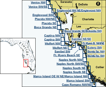 Index map for Coastal Classifcation Map Series - Venice Inlet to Cape Romano
