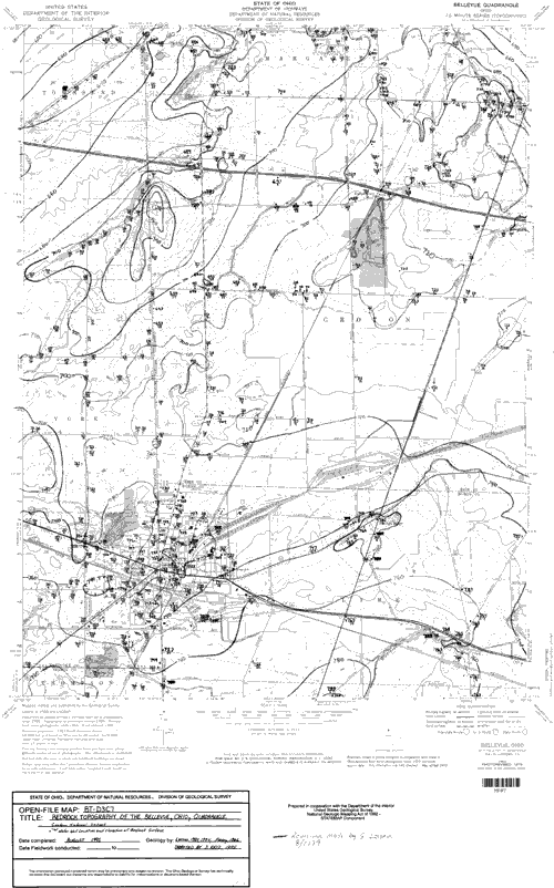 Bedrock topography contour map of the Bellevue, Ohio 7.5-minute quadrangle,
    as released in the ODGS informal, open-file series. For a more detailed explanation, contact Jim McDonald at jim.mcdonald@dnr.state.oh.us.