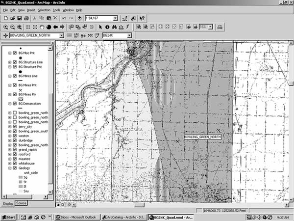 Extracted bedrock geology map of the Bowling Green North 7.5-minute
    quadrangle. For a more detailed explanation, contact Jim McDonald at jim.mcdonald@dnr.state.oh.us.