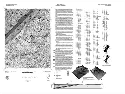 Black and white copy 
      of full-color map of the bedrock geology of the 
      Roselle quadrangle