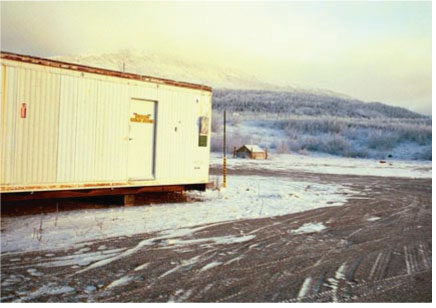 The Alyeska Pipeline Company operates a permanent accelerograph in the small, low building in the middle distance.