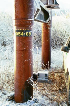 Typical installation of GPS antenna for sites out-of-doors. 