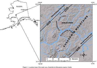 thumbnail image of figure 1. Location map of Kuskokwim Mountains region, Alaska