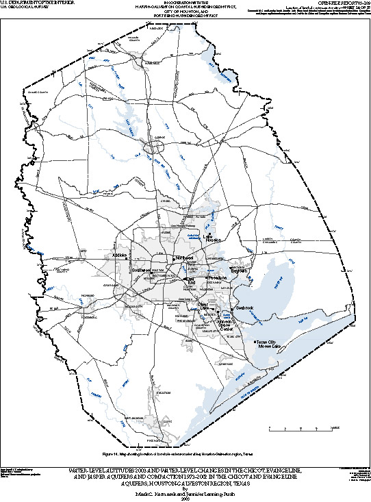 Map showing location of borehole extensometer sites, Houston-Galveston region, Texas.