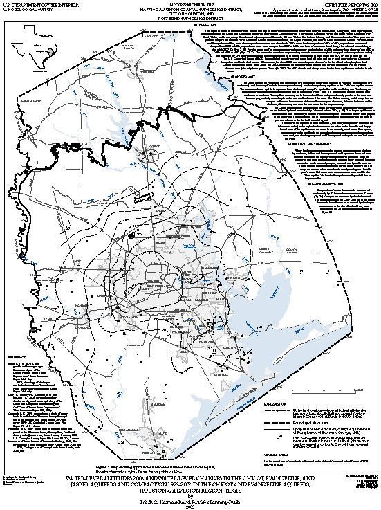 Map showing approximate water-level altitudes in the Chicot aquifer, Houston-Galveston region, Texas, January–March 2003.