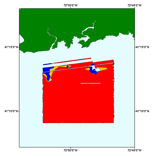 Overview showing the coverage and extent of the sedimentary environment data layer for the H11043 NOAA sidescan sonar mosaic.