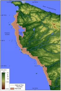 Figure 2. Shoreline grid for Olympic National Park.