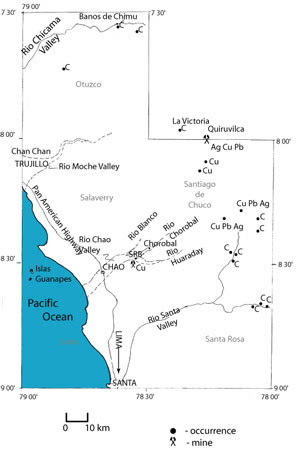 North coast of Peru from Rio Chicama south to Rio Santa