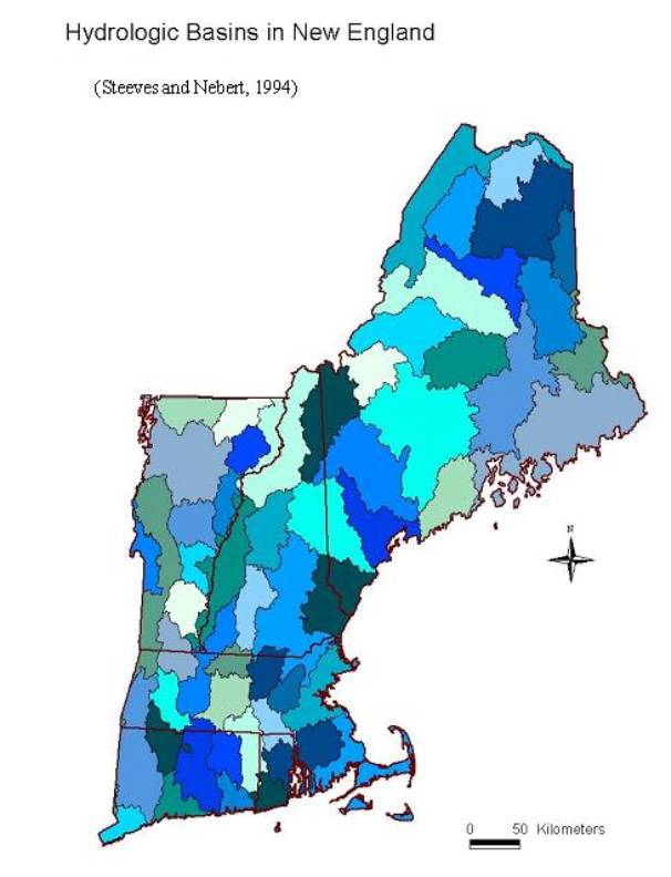 Hydrologic basins in New England