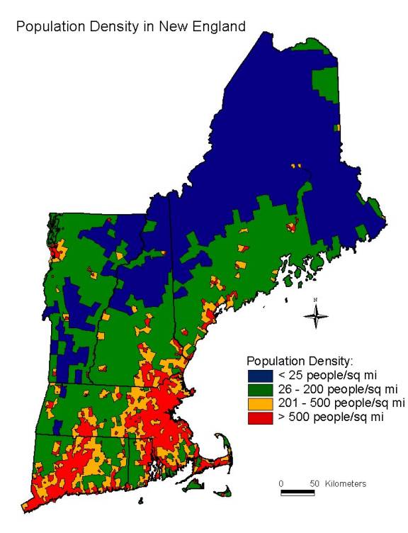 Polulation density in New England