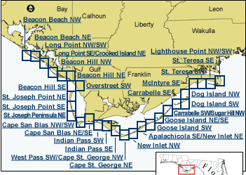 Index map for the Eastern Panhandle of Florida Coastal Classification Maps.