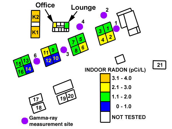 Image showing schematic of building of Lunada Bay Elementary School with radon data.