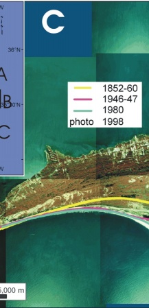 Figure 12C.  Historic shoreline positions for  Cape Point, Buxton, Frisco, Hatteras Village.