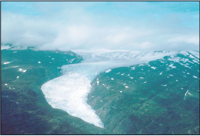 Photo of Wolverine Glacier and basin, August 20, 1986,