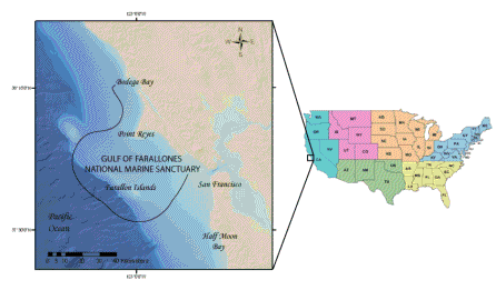 Figure showing the location of the Gulf of the Farallones study region
