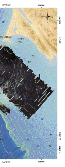 Map showing sidescan-sonar mosaic of the Gulf of the Farallones.