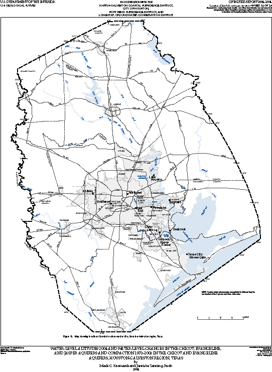 Figure 12. Map showing location of borehole extensometer sites, Houston-Galveston region, Texas.