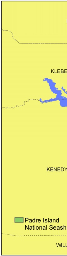 Figure 2. Shoreline grid for Padre Island National Seashore.