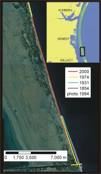 Figure 7. Location of the 14 km segment of shoreline in Kenedy County.