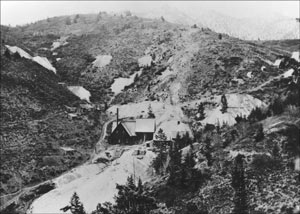 Photograph probably taken during the 1880's, looking northeast at the Monarch
mine.