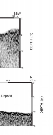 Chirp profile image from a location of low acoustic backscatter showing possible post-impoundment deposition in the pre-impoundment Colorado River channel.